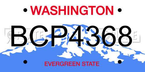 BCP4368 Washington License Plate