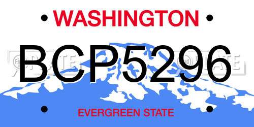 BCP5296 Washington License Plate