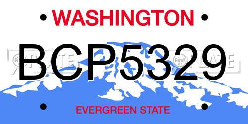 BCP5329 Washington License Plate