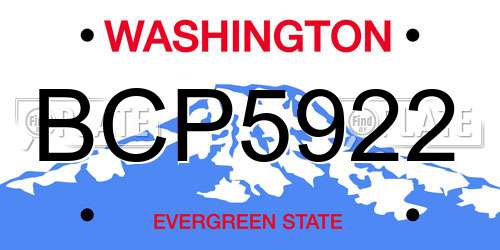 BCP5922 Washington License Plate