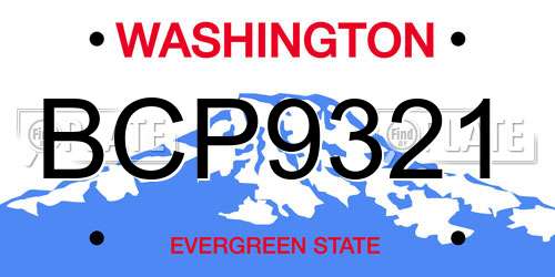 BCP9321 Washington License Plate