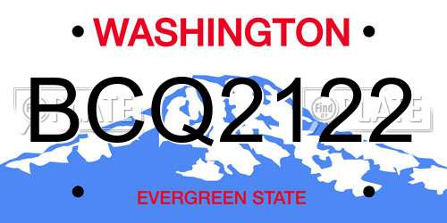 BCQ2122 Washington License Plate