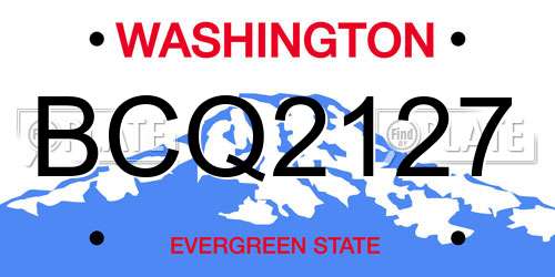 BCQ2127 Washington License Plate