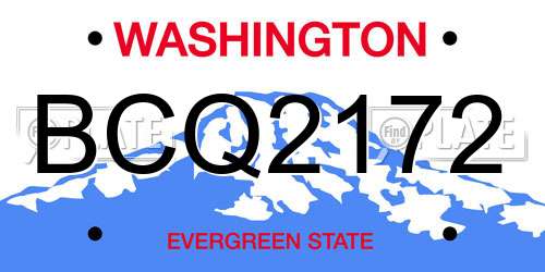 BCQ2172 Washington License Plate