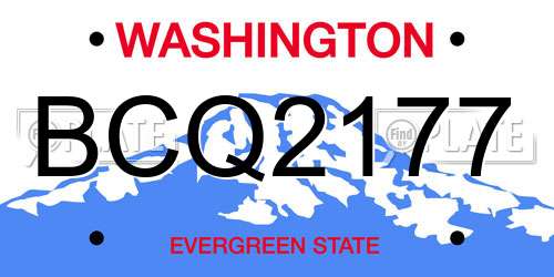 BCQ2177 Washington License Plate