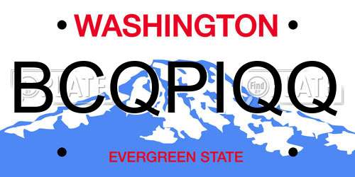 BCQPIQQ Washington License Plate