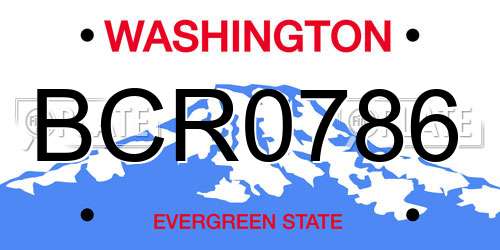 BCR0786 Washington License Plate