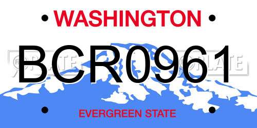 BCR0961 Washington License Plate