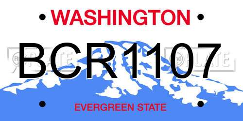 BCR1107 Washington License Plate