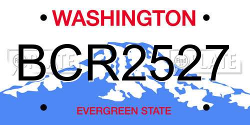 BCR2527 Washington License Plate