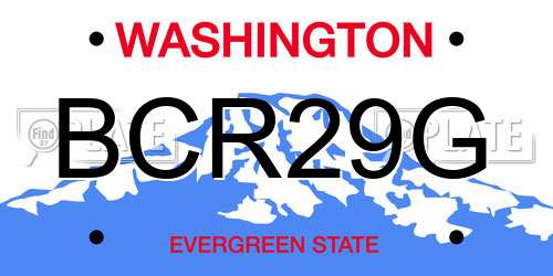 BCR29G Washington License Plate