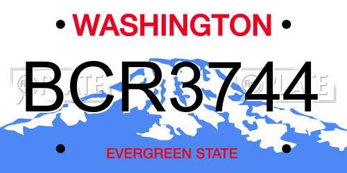 BCR3744 Washington License Plate
