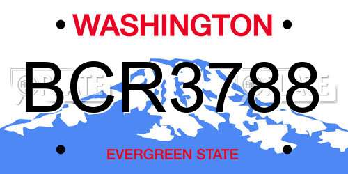BCR3788 Washington License Plate