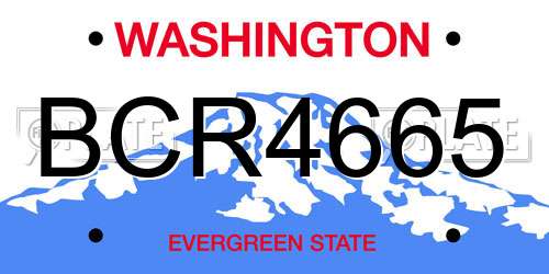 BCR4665 Washington License Plate