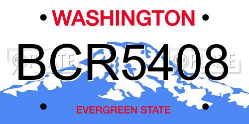 BCR5408 Washington License Plate