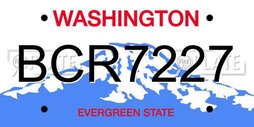 BCR7227 Washington License Plate