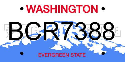 BCR7388 Washington License Plate