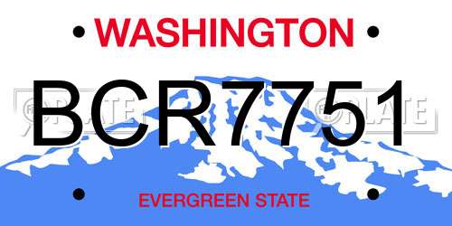 BCR7751 Washington License Plate