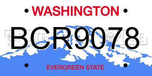 BCR9078 Washington License Plate