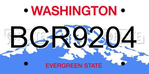 BCR9204 Washington License Plate