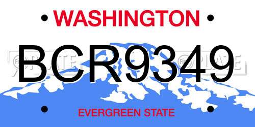 BCR9349 Washington License Plate