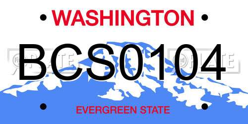 BCS0104 Washington License Plate