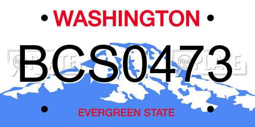 BCS0473 Washington License Plate