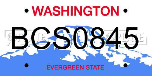 BCS0845 Washington License Plate