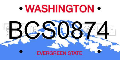 BCS0874 Washington License Plate