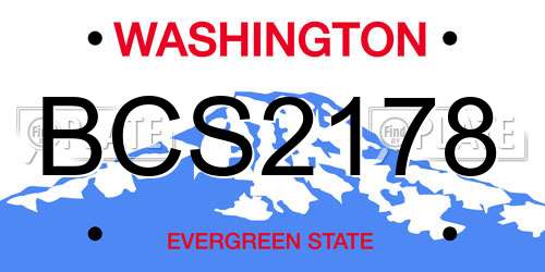 BCS2178 Washington License Plate
