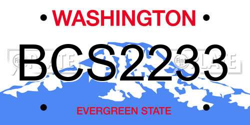 BCS2233 Washington License Plate