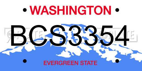 BCS3354 Washington License Plate
