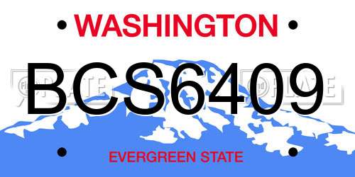 BCS6409 Washington License Plate
