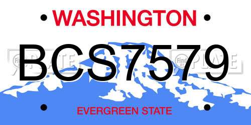 BCS7579 Washington License Plate
