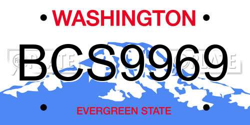 BCS9969 Washington License Plate