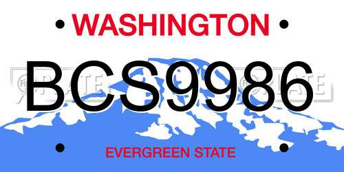 BCS9986 Washington License Plate