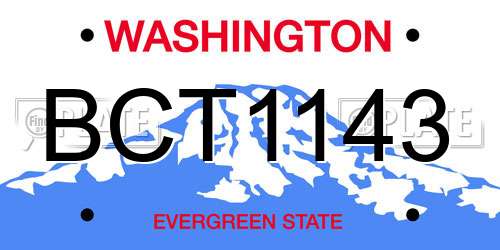 BCT1143 Washington License Plate