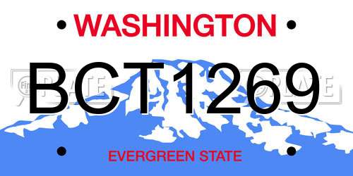 BCT1269 Washington License Plate