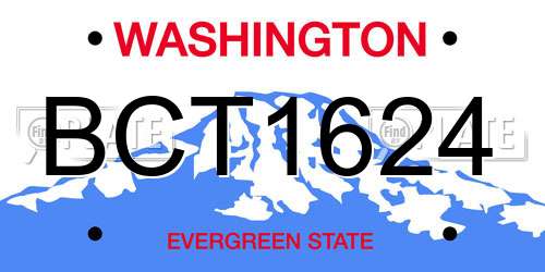 BCT1624 Washington License Plate