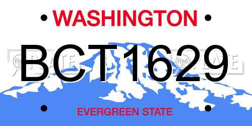 BCT1629 Washington License Plate
