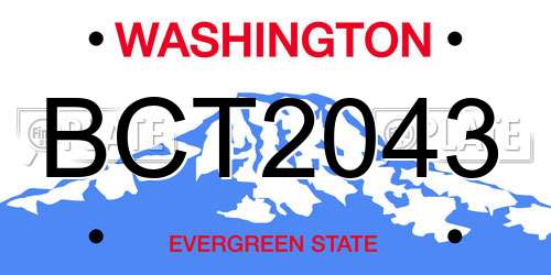 BCT2043 Washington License Plate