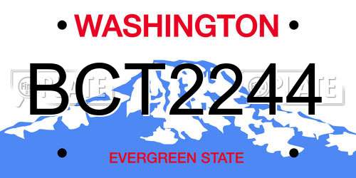 BCT2244 Washington License Plate