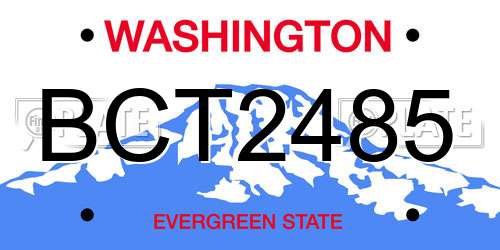 BCT2485 Washington License Plate