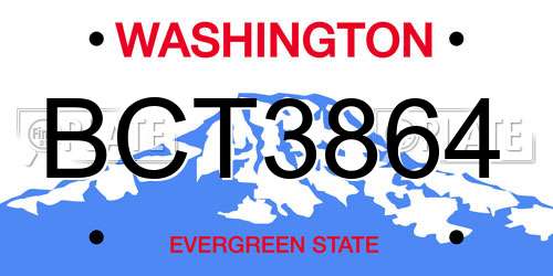 BCT3864 Washington License Plate