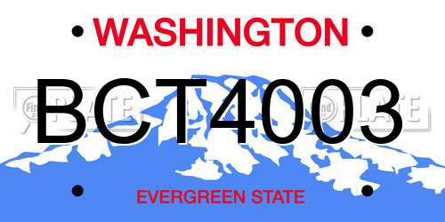 BCT4003 Washington License Plate