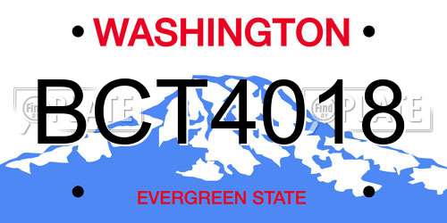 BCT4018 Washington License Plate