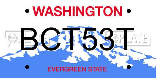 BCT53T Washington License Plate