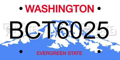 BCT6025 Washington License Plate