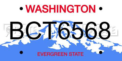 BCT6568 Washington License Plate