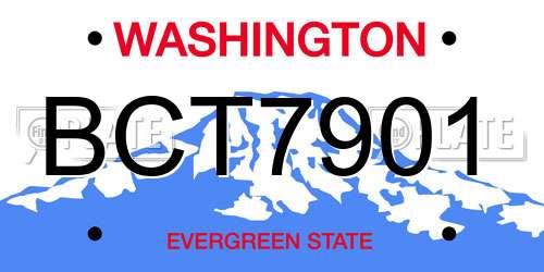 BCT7901 Washington License Plate